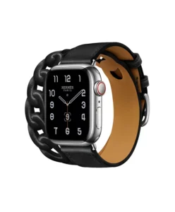 APPLE WATCH HERMÈS SERIES 8 41mm Silver Stainless Steel Case with Noir Swift Leather Gourmette Double Tour price in Bangladesh MC Solution BD