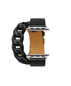 APPLE WATCH HERMÈS SERIES 8 41mm Silver Stainless Steel Case with Noir Swift Leather Gourmette Double Tour price in Bangladesh MC Solution BD