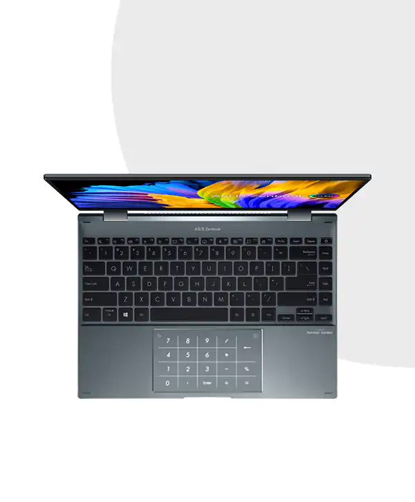 Asus ZenBook 14 Flip OLED UP5401ZA | 2-In-1 Laptop Grey | 14'' 2.8K Touch | 12th Gen Intel Core i7-12700H | 16GB Ram | 512GB SSD| Intel Iris Xe | W11 | HS 7 Asus ZenBook 14 Flip OLED UP5401ZA Pine Grey MC Solution BD 4