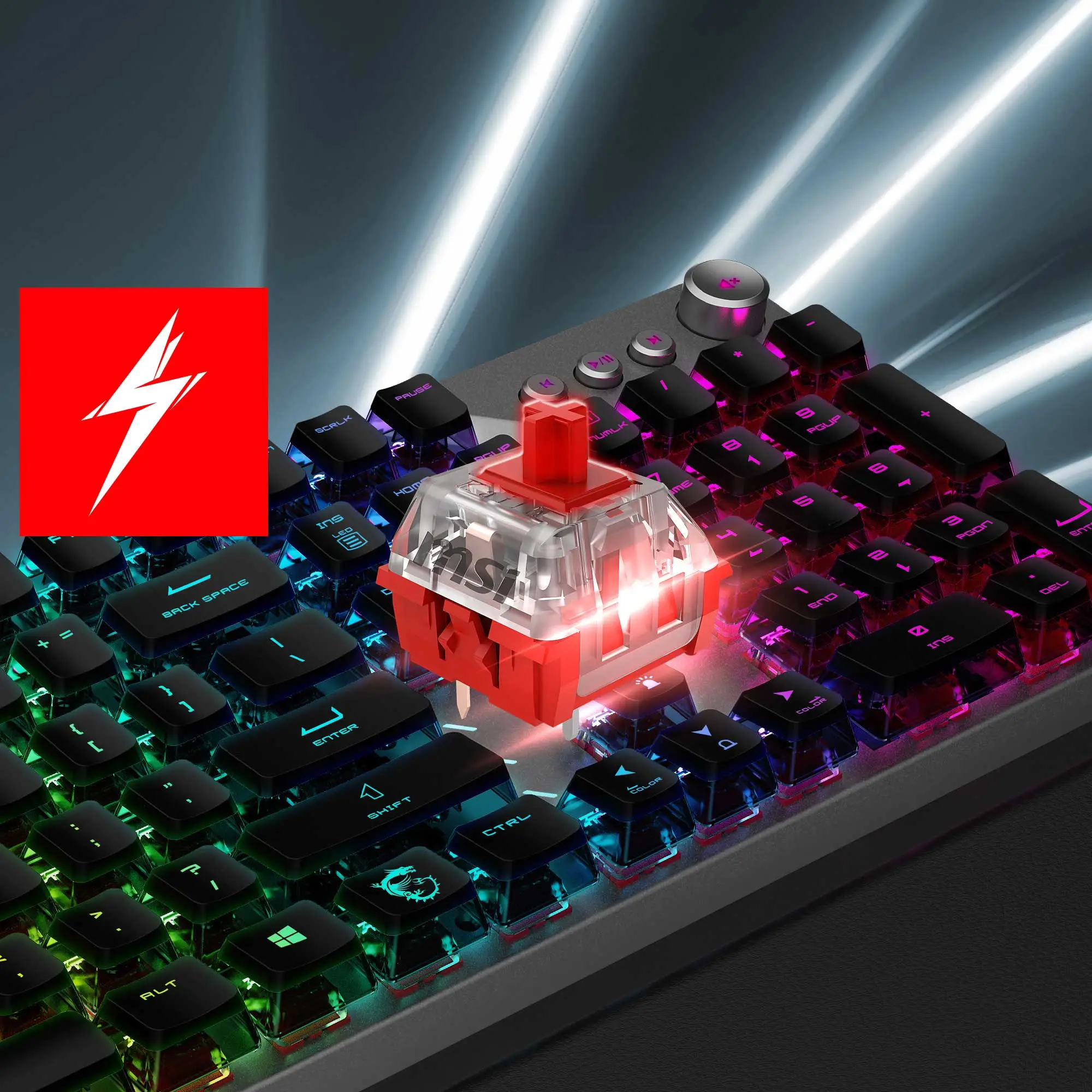 msi Vigor GK71 Sonic LIGHT LINEAR MSI SONIC RED