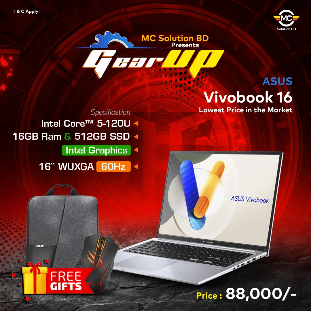 Asus Vivobook 16 A1605VA | 16” WUXGA | Core 5 120U | 16GB |512GB SSD