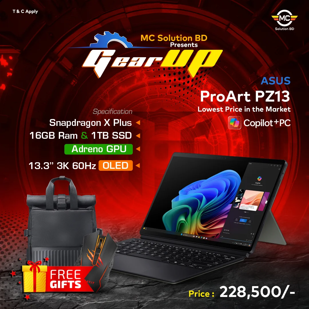 Asus ProArt PZ13 HT5306QA | 13.3″3K OLED Touch | Snapdragon X Plus | 16GB Ram | 1TB SSD | Qualcomm
