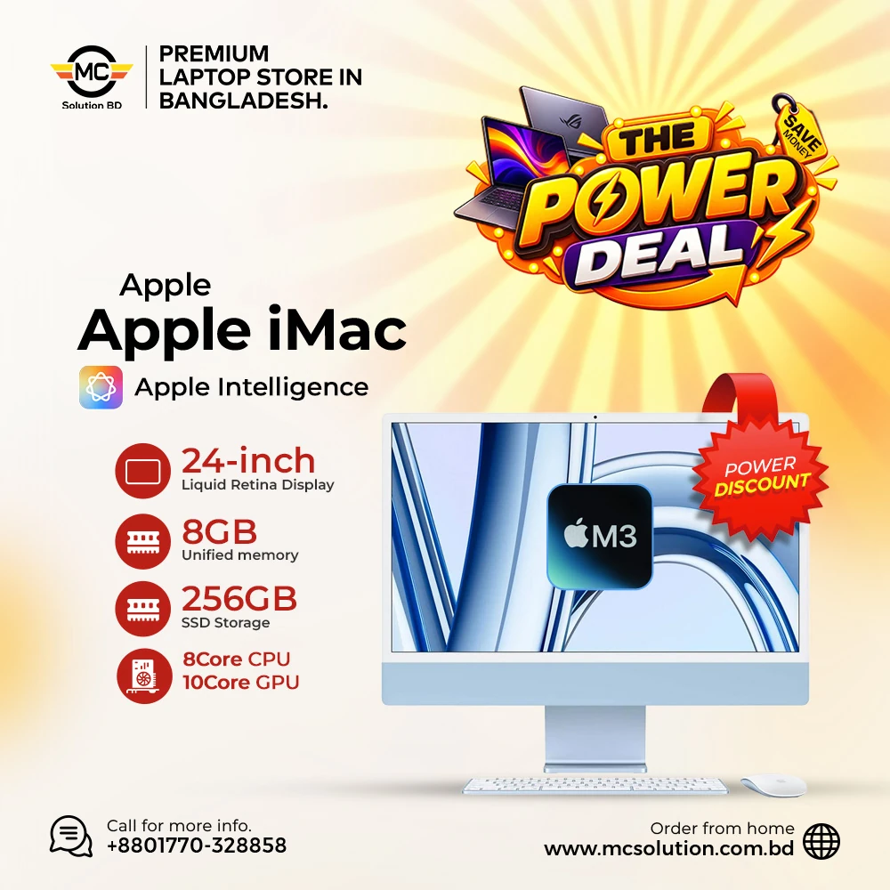 iMac M3 | 24-inch 4.5K  | 8-Core CPU 10-Core GPU | 8GB Ram | 256GB SSD | MQRN3