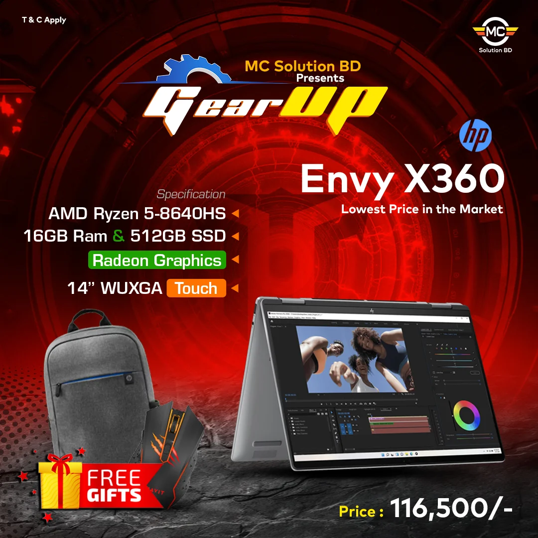 HP Envy X360 14-Fa0024AU 2-In-1 Laptop | 14” WUXGA Touch | Ryzen 5 8640HS | 16GB Ram | 512GB SSD | W11