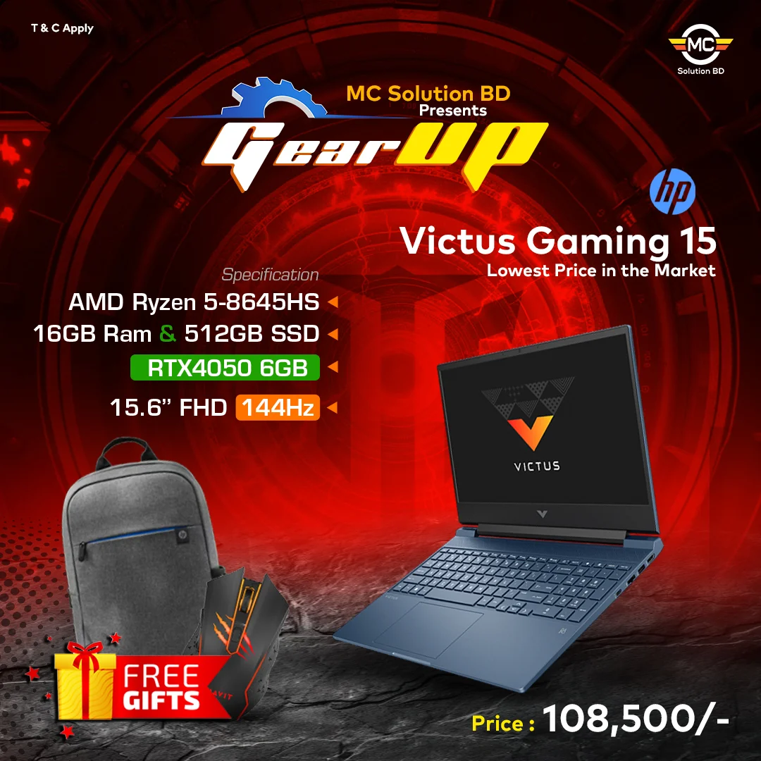 HP Victus 15-Fb3721AX | 15.6″ FHD 144Hz | Ryzen 5 8645HS | 16 GB DDR5 | 512GB SSD | RTX4050 6GB | W11