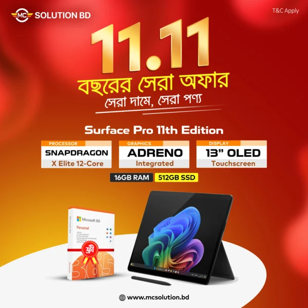 Microsoft Surface Pro 11 | 13" OLED | Snapdragon X Elite 12-Core | 16GB Ram | 512GB SSD | (ZIA)