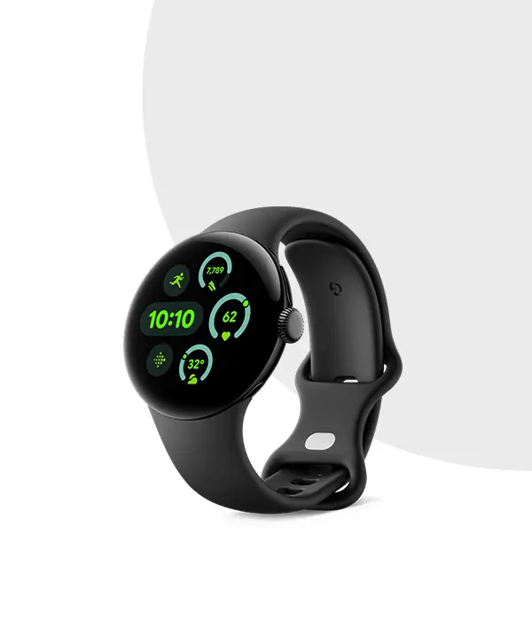 Google Pixel Watch 3 41mm 45mm Matte Black Aluminum Case / Obsidian Active Band
