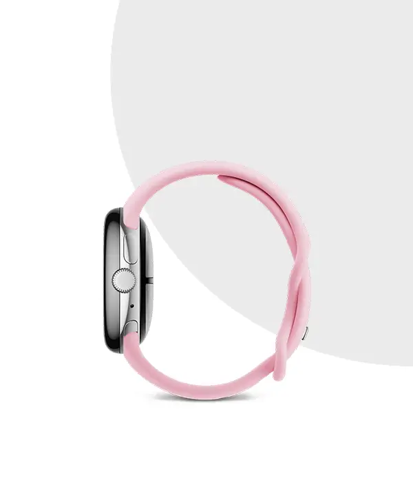 Google Pixel Watch 3 41mm Polished Silver Aluminum Case Rose Quartz Active Band