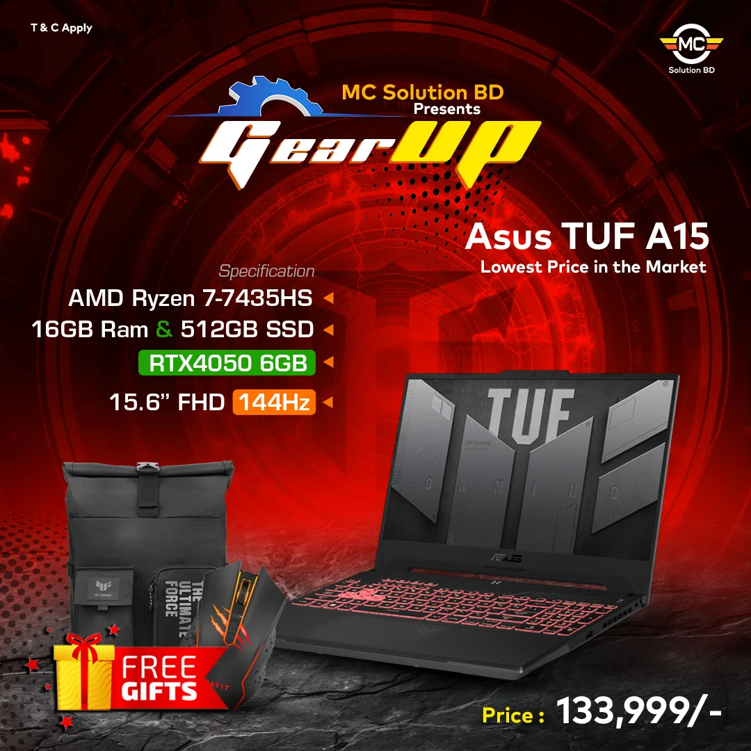 Asus TUF Gaming A15 FA507N | 15.6” FHD 144Hz  | Ryzen 7 7435HS | 16GB DDR5 | 512GB SSD | RTX4050 6GB | W11