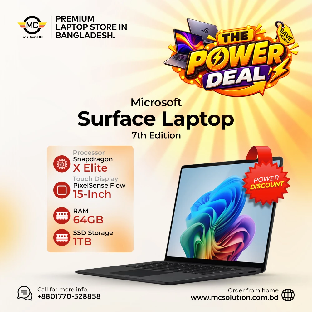 Microsoft Surface Laptop 7th Edition | 15” Touchscreen | 64GB-1TB | Snapdragon X Elite | Qualcomm Adreno | Black