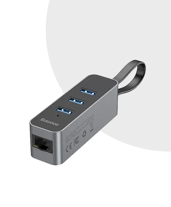 Baseus Steel Cannon Hub Adapter USB A to USB 3.0  x3 + RJ45 HUB
