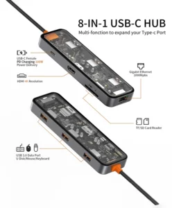 WiWU Cyber Hub 8 in 1 USB-C Multiport Adapter Dock
