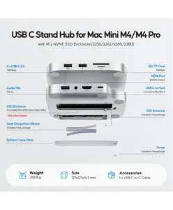 PULWTOP Mac Mini M4 Dock with M.2 SSD Enclosure