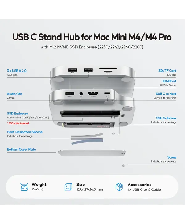 PULWTOP Mac Mini M4 Dock with M.2 SSD Enclosure 6 PULWTOP Mac Mini M4 Dock with M.2 SSD Enclosure