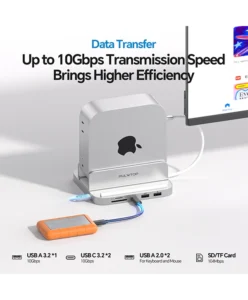 PULWTOP Mac Mini M4 Dock and Stand (9-in-1, M.2 SSD case, HDMI 4K, 10Gbps）