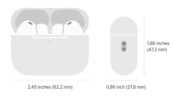 Size and Weight CASE Apple AirPods Pro 3nd Generation