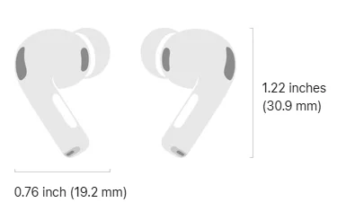 Size and Weight Each Apple AirPods Pro 3nd Generation