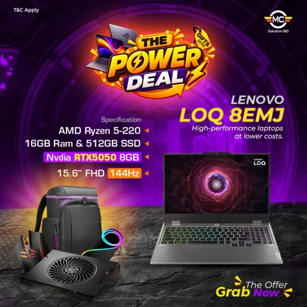 Lenovo LOQ 8EMJ | 15.6" FHD 144Hz | Ryzen  R5-220 | 16GB DDR5 | 512GB SSD | RTX5050 8GB