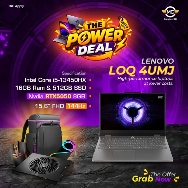 Lenovo LOQ 4UMJ | 15.6'' FHD 144Hz | i5-13450HX | 16GB | 512GB SSD | RTX5050 8GB | W11