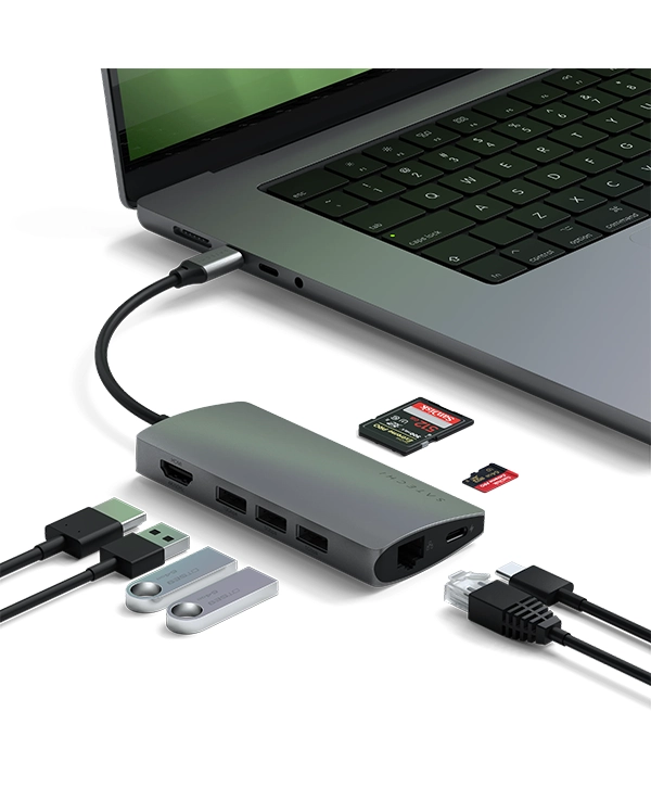 Satechi 8 in 1 USB C Hub Multiport Adapter V2 Multifunction Docking Station PRICE IN BANGLADESH MC SOLUTION BD 1