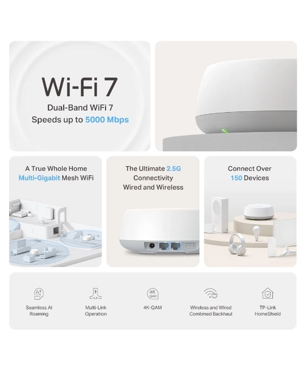 TP-Link Deco BE25 Dual-Band BE5000 WiFi 7 Mesh Wi-Fi System 3-Pack