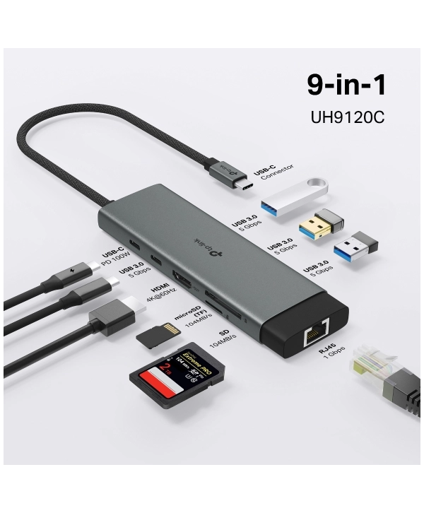 TP-Link UH9120C USB Type-C HDMI SD TF & LAN 9 in 1 Hub PRICE IN BANGLADESH MC SOLUTION BD