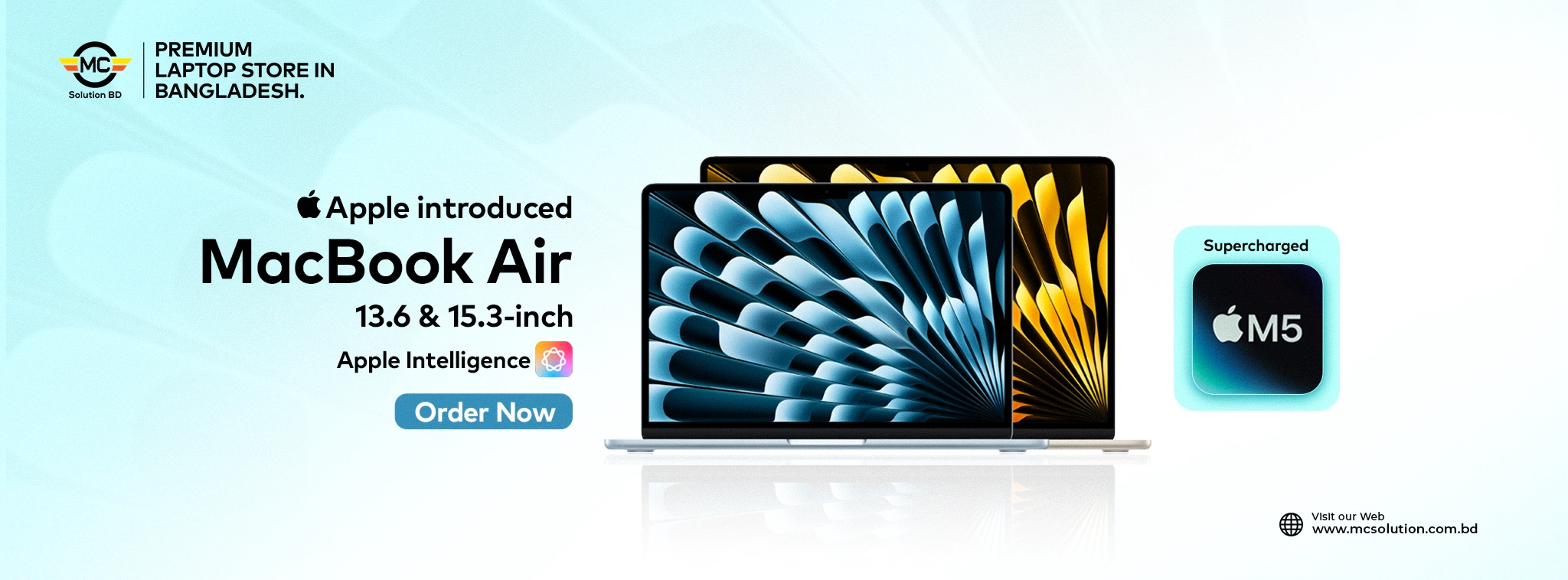 apple macbook air m5 web banner order now