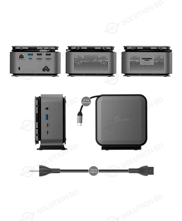 j5create JCDP4140 Dual 4K Powerbase Docking Station with Cable Management