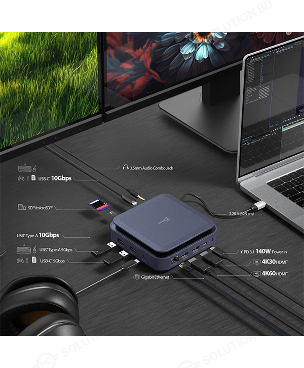 j5create JCD3196 Type C Dock Dual 4K HDMI PRICE IN BANGLADESH MC SOLUTION BD 5