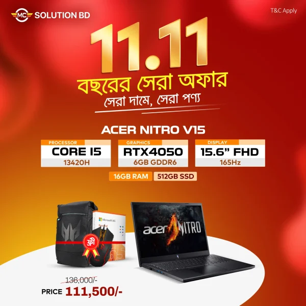 Acer Nitro V 15 ANV15-51-51XJ Gaming Laptop 2023 price in Bangladesh | MC Solution BD
